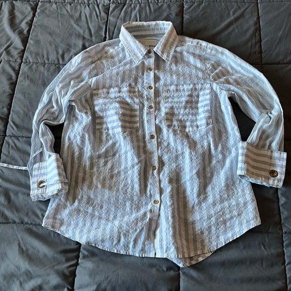 Michael Kors Tops - Michael Kors Blue and White Striped womens Shirt M